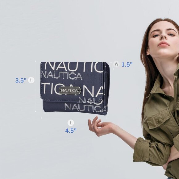 Nautica Women's Rowers End Small Wallet Wave Dreamer RFID Slim Card Holder Purse - Picture 5 of 8